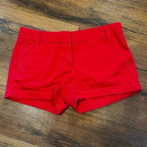 J. Crew Women's 2 Red Chino Shorts Pockets Button Pants Bottoms